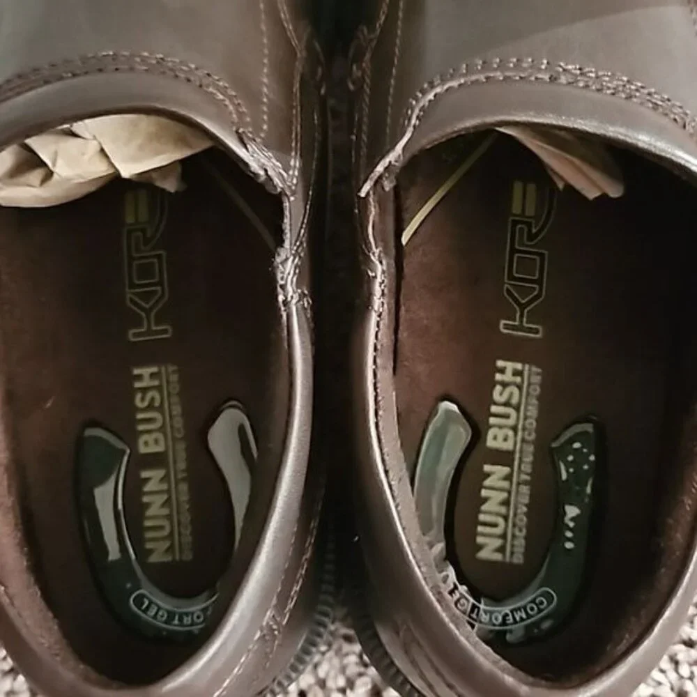 Nunn Bush Bleeker Street Bike Toe Slip On Dress Shoes 9.5 Men's New Brown Office